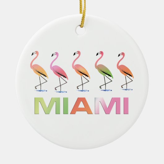 März der tropischen Flamingos MIAMI Keramikornament (Vorne)