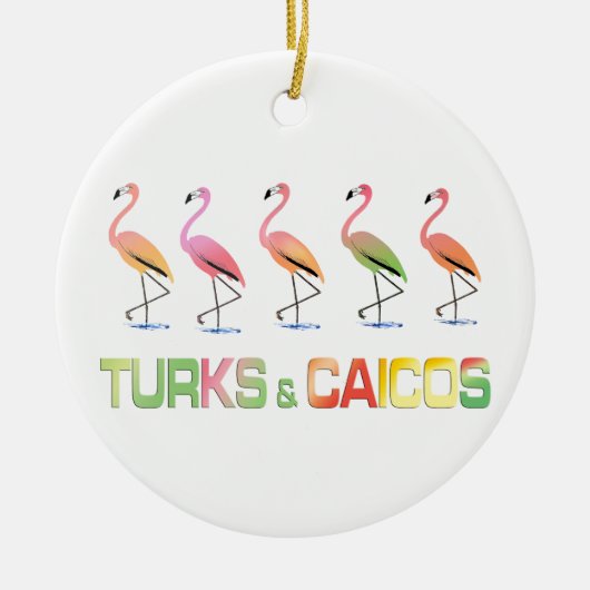 März der tropischen Flamingos TÜRKEN u. des CAICOS Keramik Ornament (Vorne)