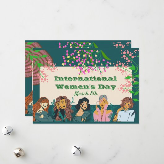 März des Internationalen Frauentags 8. Einladung (Vorderseite/Rückseite Beispiel)