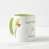 März Geburt Blume Gelbe grüne affodische Tasse (Vorderseite Links)