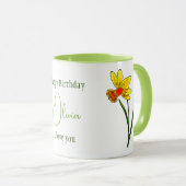 März Geburt Blume Gelbe grüne affodische Tasse (VorderseiteRechts)