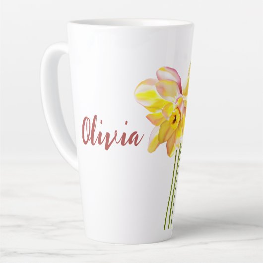 März Geburt Blume Wasserfarbe Milchtasse (Linke Ecke)