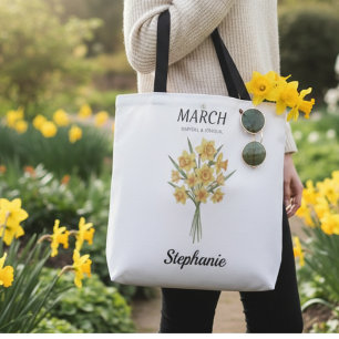 März-Geburtsblume Cottagecore-Garten Tasche