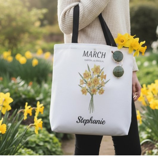 März-Geburtsblume Cottagecore-Garten Tasche