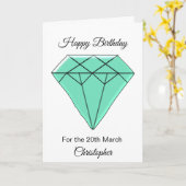 März Geburtskarte - Aquamarine Karte (Gelbe Blume)
