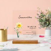 März Geburtsmonat Blume affodil Personalisiert Acrylschild (Hochzeit)