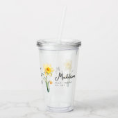 März Geburtsmonat Blume affodil Personalisiert Acryltrinkbecher (Rückseite)