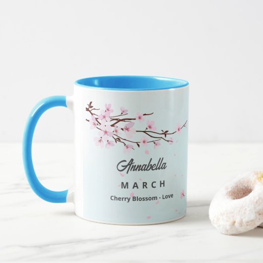 März Geburtsmonat Blume Kaffee Tasse (Mit Donut)