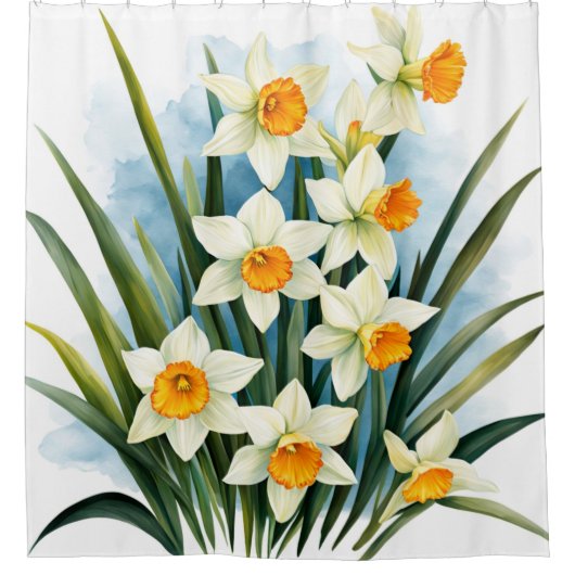 März Geburtsmonat Blume. Spring Daffodil Duschvorhang (Vorderseite)
