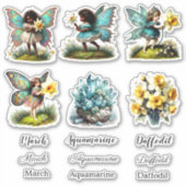 März Geburtsmonat Geburtsdatum Blume Aufkleber Set (Vorderseite)