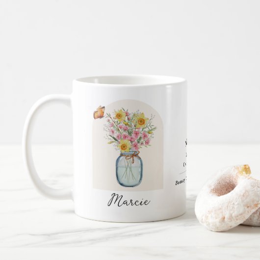 März-Geburtsmonats-Blumen-Tasse Kaffeetasse (Mit Donut)