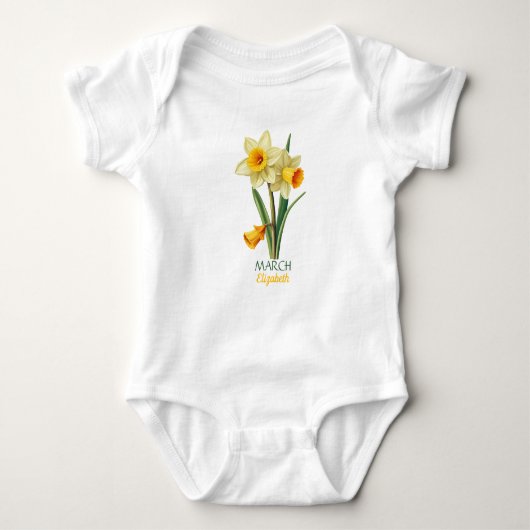 März Geburtstag Daffodil Birth Blume Personalisier Baby Strampler (Vorderseite)