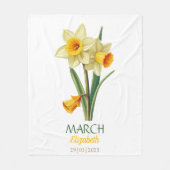 März Geburtstag Daffodil Birth Blume Personalisier Fleecedecke (Vorderseite)