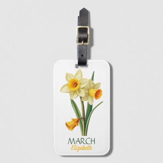 März Geburtstag Daffodil Birth Blume Personalisier Gepäckanhänger (Vorderseite Vertikal)