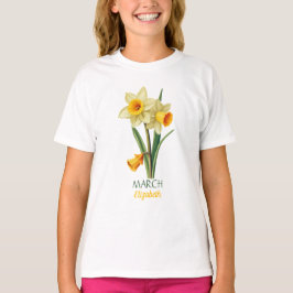 März Geburtstag Daffodil Birth Blume Personalisier T-Shirt