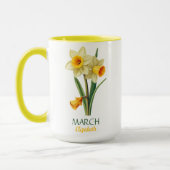 März Geburtstag Daffodil Birth Blume Personalisier Tasse (Links)
