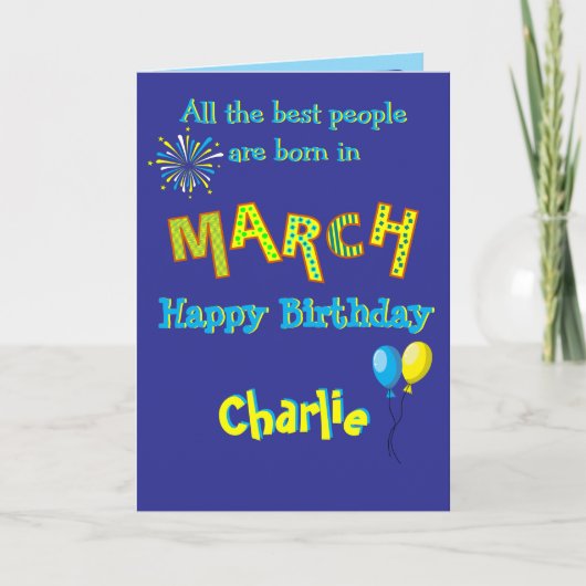 März Geburtstag Klappkarte Karte (Vorderseite)