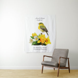 März Geburtstag Monat Blume Lebendige Geburtstagsg Wandteppich