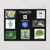 März Geburtstagssymbole Postkarte (Vorderseite)