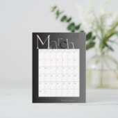 März Gray Modern Monthly Calendar 2025 Postkarte (Stehend Vorderseite)