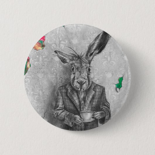 März-Hase-Knopf-Alice im Wunderland-Knopf-Button Button (Vorderseite)