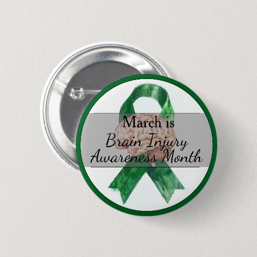 März-Hirnverletzung Monat Button (Vorne & Hinten)