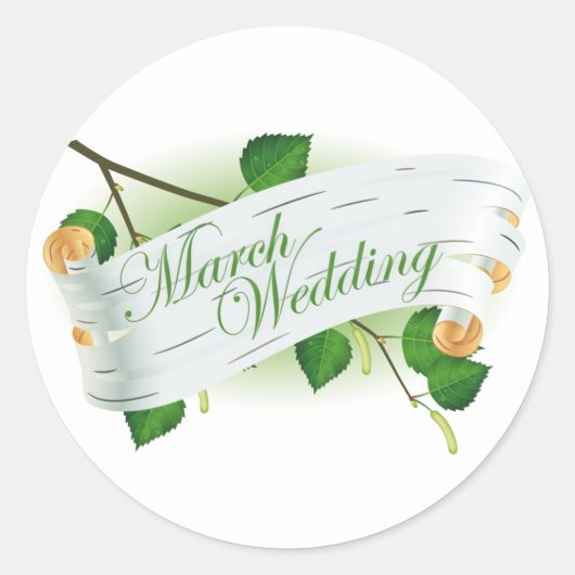 März Hochzeit : Blätter der Saison: Runder Aufkleber (Vorderseite)