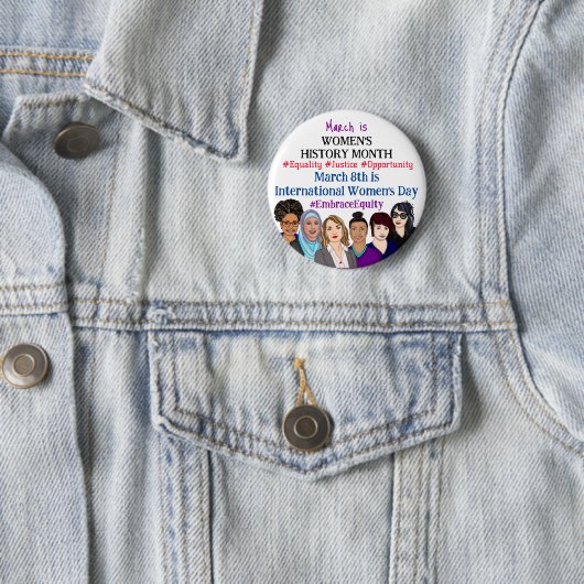 März ist der Internationale Frauentag Button (Beispiel)