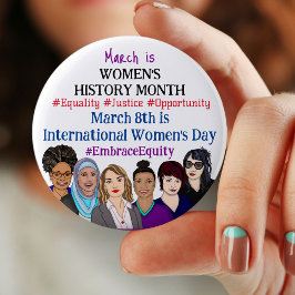 März ist der Internationale Frauentag Button