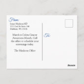 März ist kolorektaler Krebsbewusstsein Monat Postkarte (Rückseite)