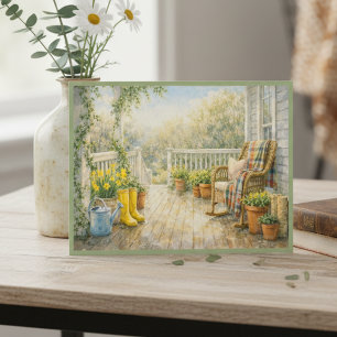 März nach einem regnerischen Tag Veranda Aquarell  Postkarte