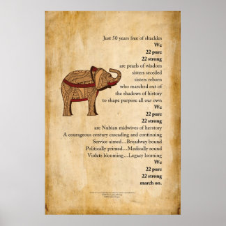 "März On" Gedicht Elephant Parchment Poster