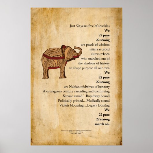 "März On" Gedicht Elephant Parchment Poster (Vorne)