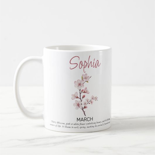 März Personalisierte Geburtshilfe Blume Kaffeetasse (Links)