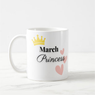 März Prinzessin Tasse – Goldene Krone & Herz Desig