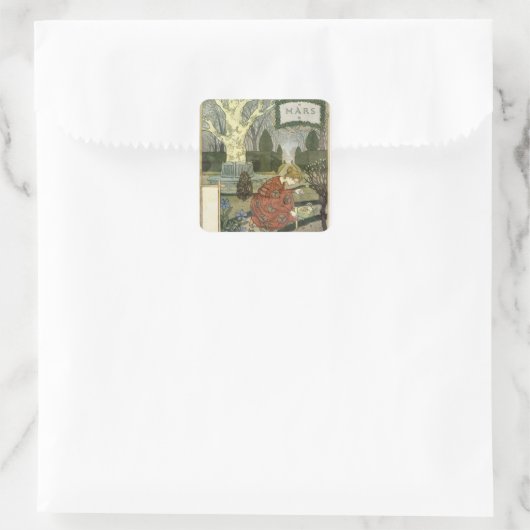 März Quadratischer Aufkleber (Tasche)