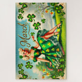 März Retro Button-Up Girl St. Patrick's Day Puzzle (Vertikal)