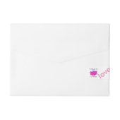 März, Rosa Hut, Bewegung, Aquarellfarbe Rundum-Adressaufkleber (Rückseite)