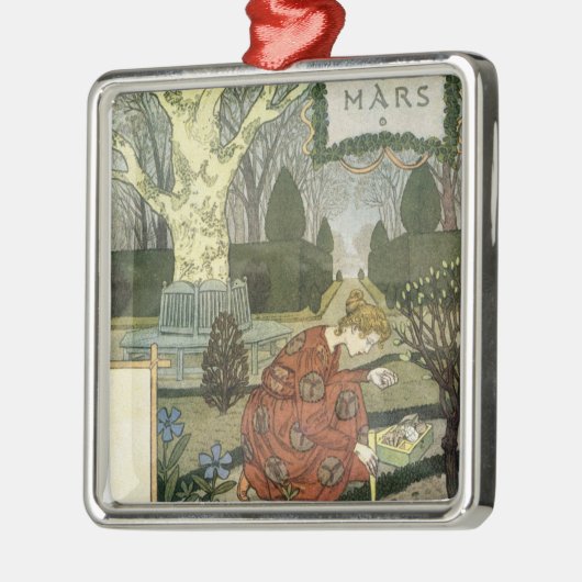 März Silbernes Ornament (Links)