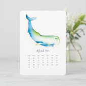 März Stand Alone Calendar Blauer Wal Menükarte (Stehend Vorderseite)