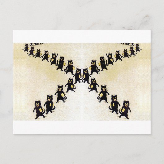 März von schwarzen Katzen, Louis Wain Postkarte (Vorderseite)