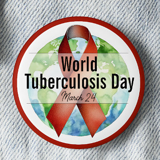 März-Welt-Tuberkulose-Tag-Bewusstseins-Schleife Button