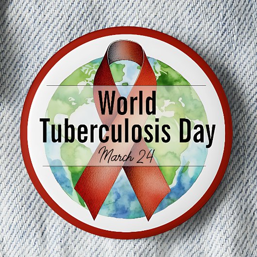 März-Welt-Tuberkulose-Tag-Bewusstseins-Schleife Button