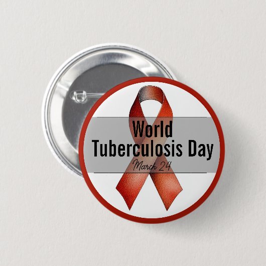 März World Tuberculosis Day Awareness Ribbon Button (Vorne & Hinten)