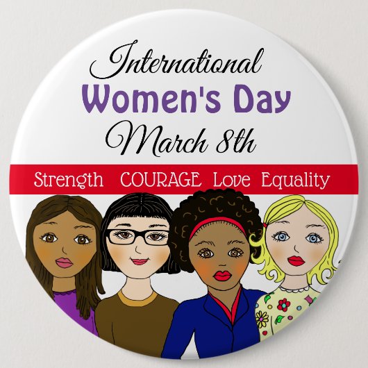 März zum Internationalen Frauentag 8. Button (Vorderseite)