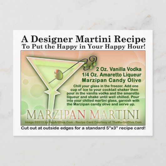 Marzipan Martini Rezept Postkarte (Vorderseite)