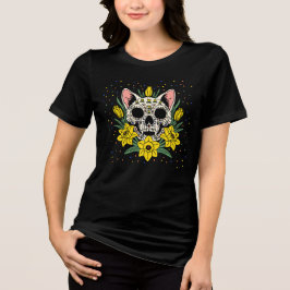 März's Daffodil & Cat Skull Tri-Blend Shirt