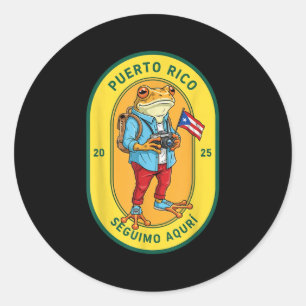 Más Fotos Puerto Rico Rico Flag Funny Sapo Concho Runder Aufkleber
