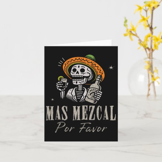 Mas Mezcal Por Favor Funny Cinco De Mayo Barkeeper Karte (Gelbe Blume)