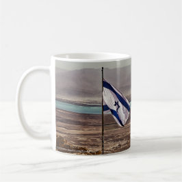 Masada-Blick mit Flagge und hebräischem Titel Kaffeetasse